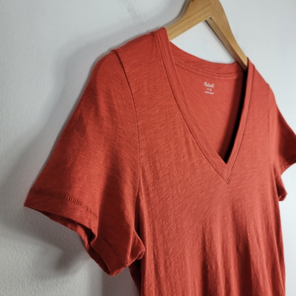 New Madewell Whisper Short Sleeve V Neck Cotton Solid Basic Tee - Picture 2 of 9